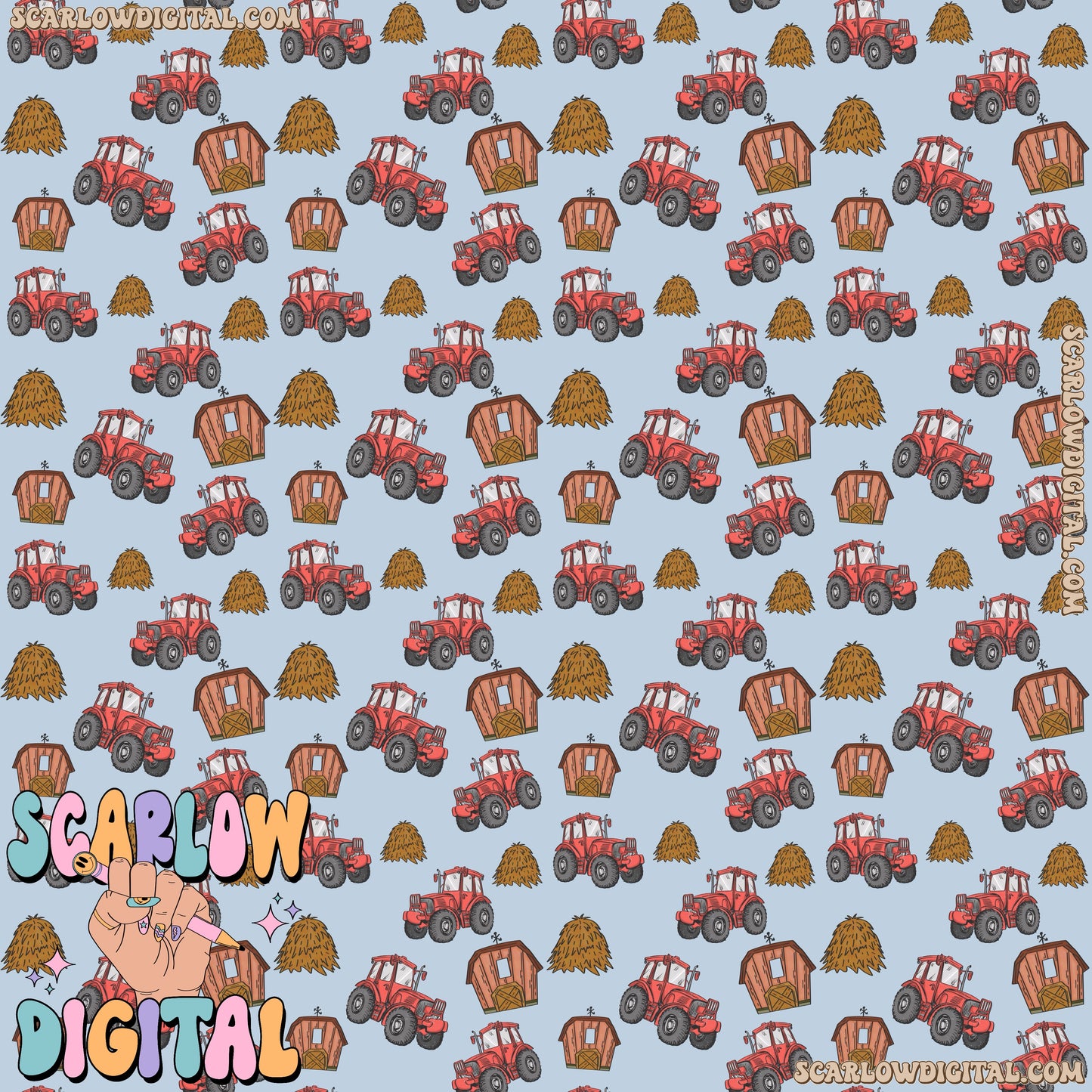 Tractors Seamless Pattern Digital Design