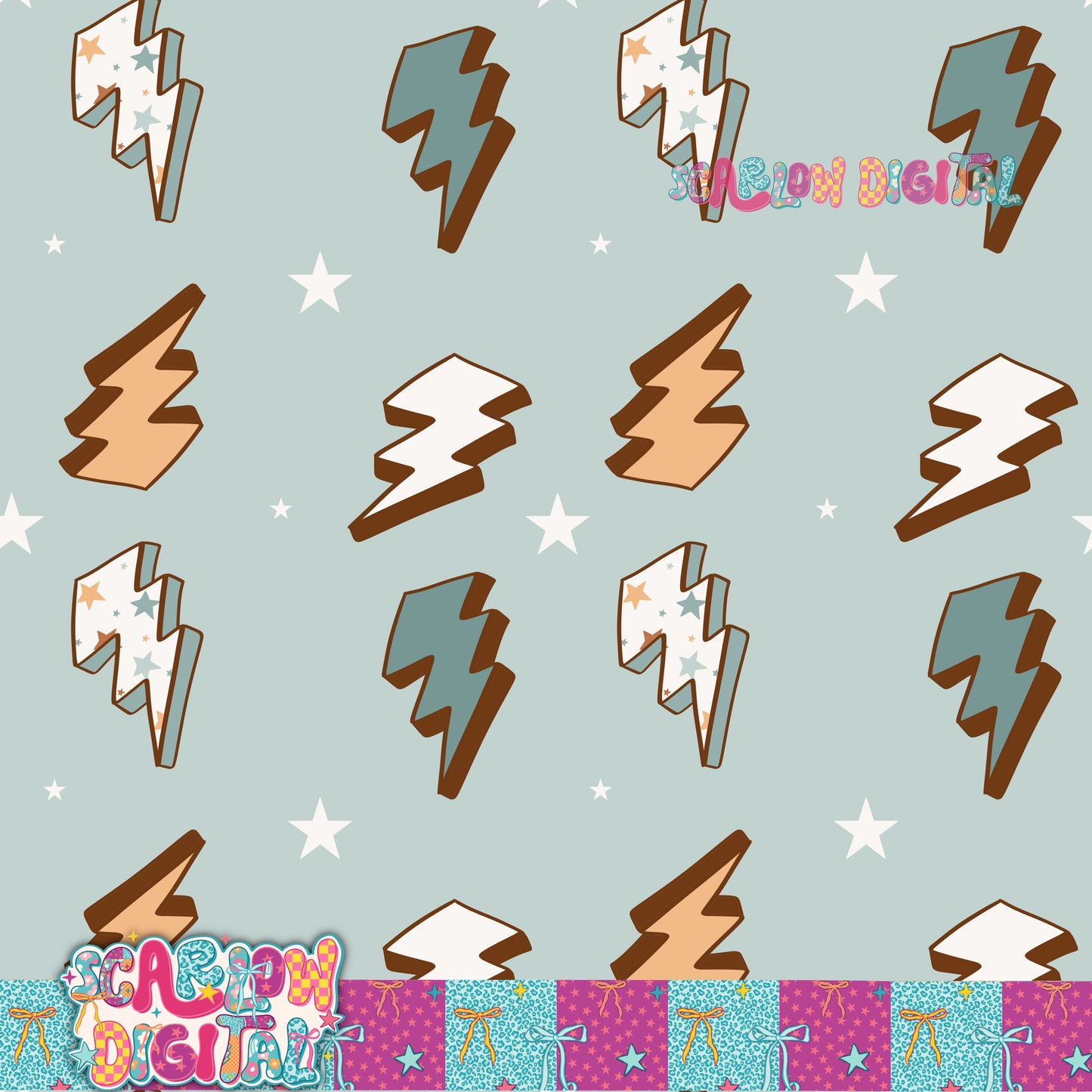 Lightening Bolts Seamless Pattern Digital Design