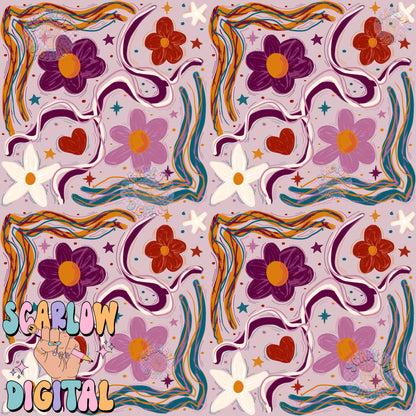 Abstract Flowers Seamless Pattern, painted abstract floral patterns, seamless floral pattern, colorful flower pattern, modern floral pattern