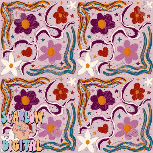 Abstract Florals Seamless Pattern Digital Design