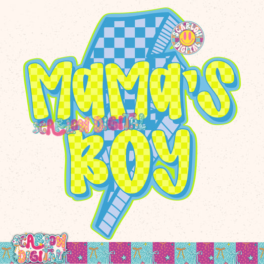 Lime Blue Mama's Boy PNG Digital Design