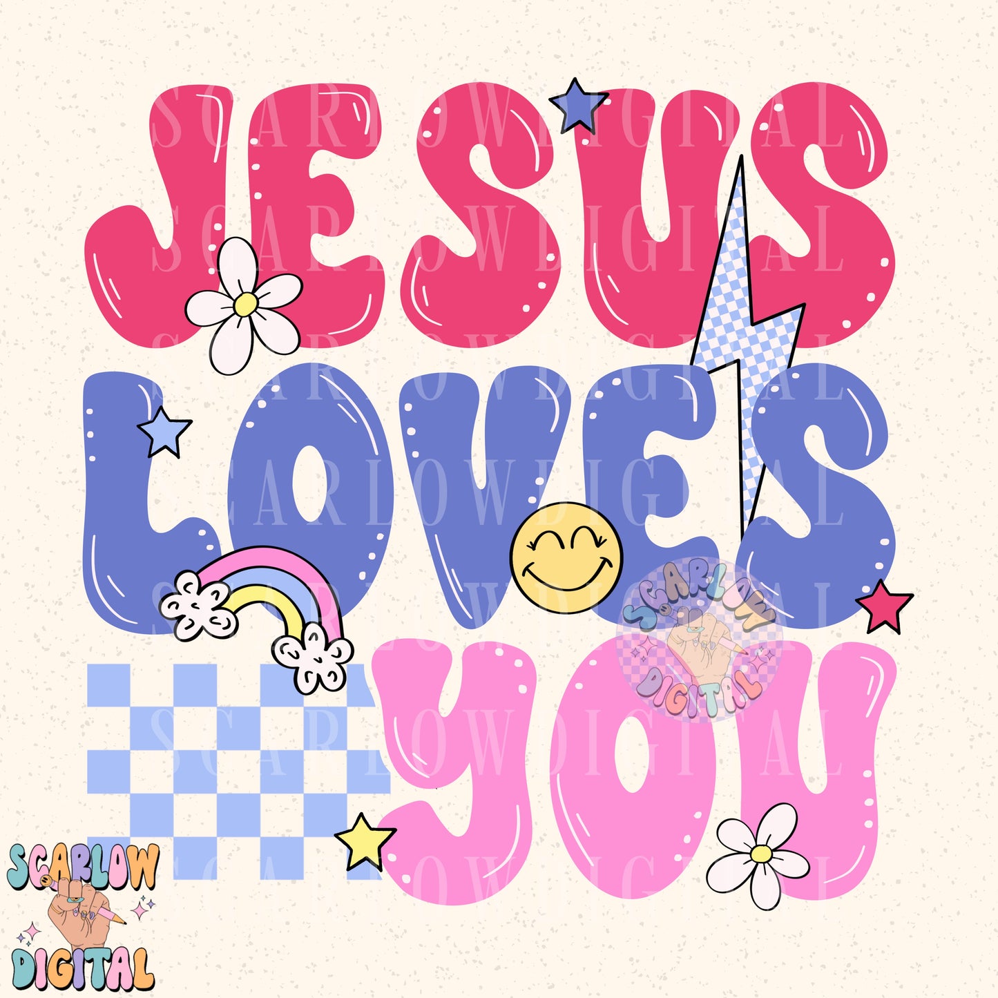 Jesus Loves You PNG Digital Design