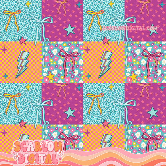 Retro Patchwork Seamless Pattern Digital Design