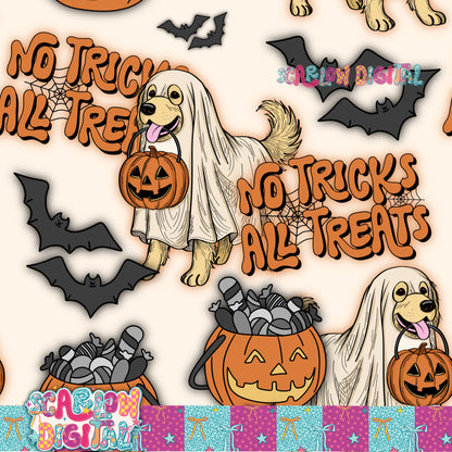 No Tricks All Treats Seamless Pattern Digital Design