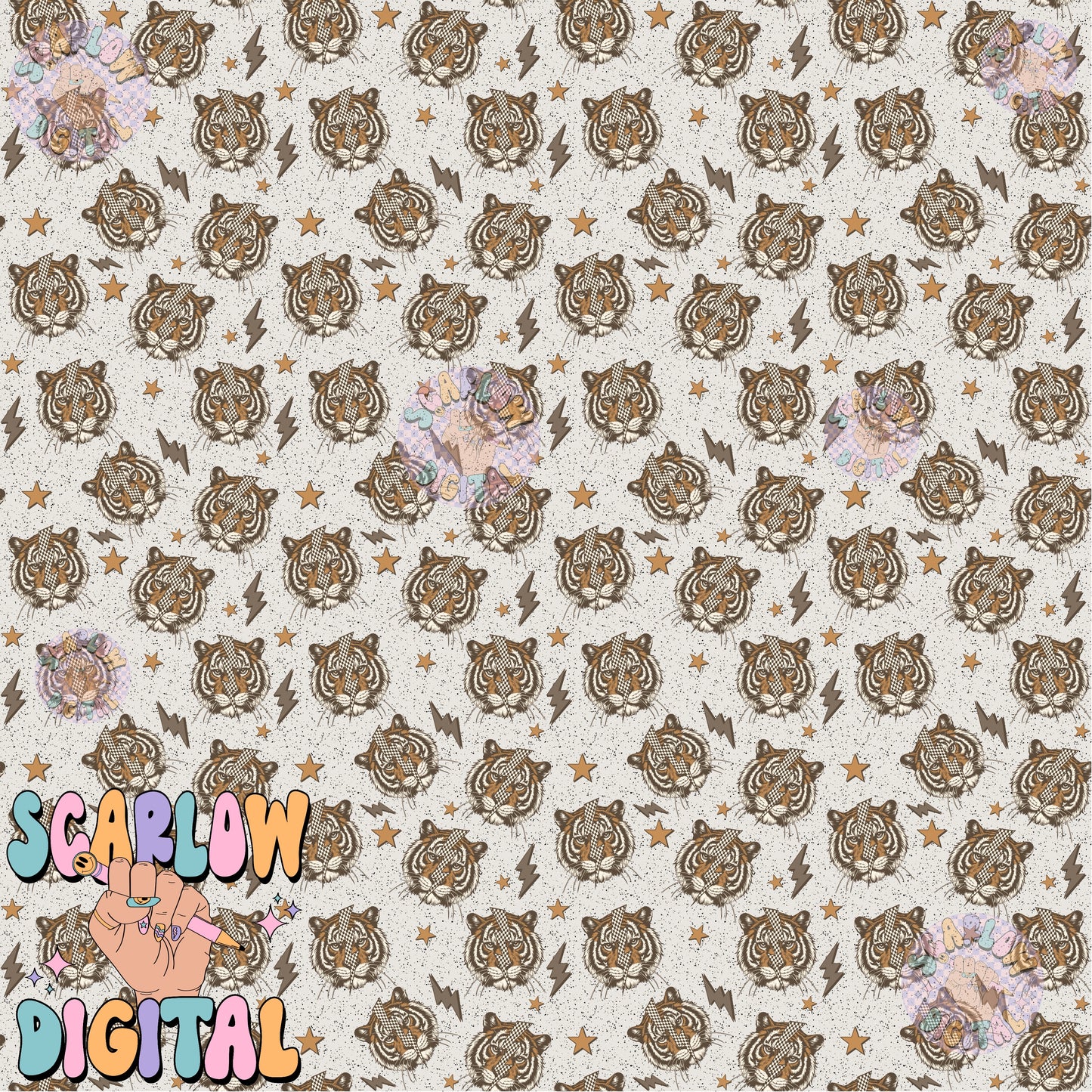 Retro Tiger Seamless Pattern Digital Design Download, checkers seamless pattern, grunge digital paper, rocker designs, edgy seamless pattern