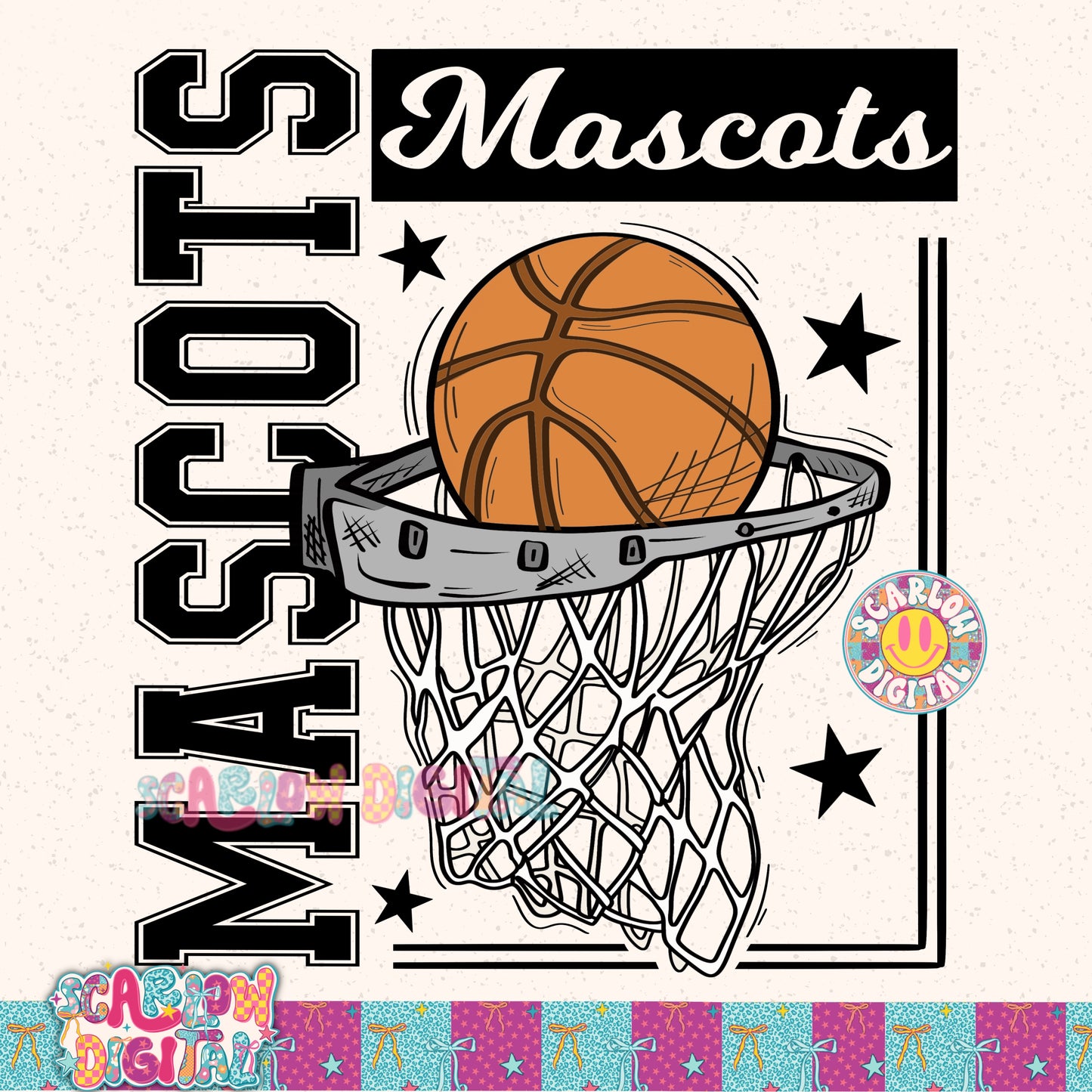 Custom Basketball Mascot PNG Digital Design