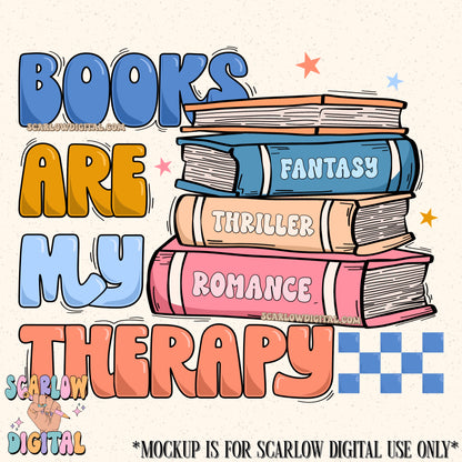 Books Are My Therapy PNG Digital Design