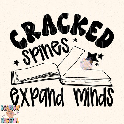 Cracked Spines Expand Minds PNG Digital Design