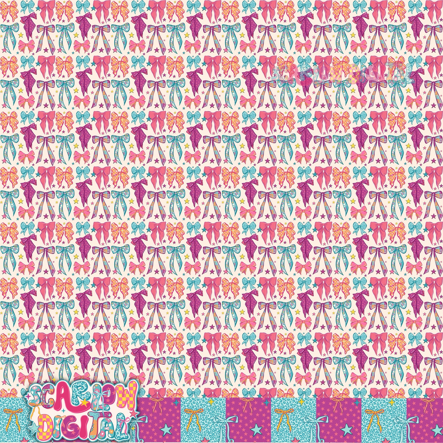 Retro Bows Seamless Pattern Digital Design