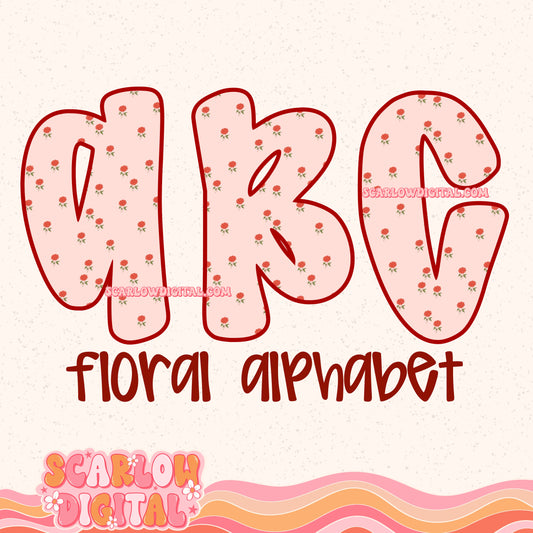 Roses Alphabet Set Digital Design