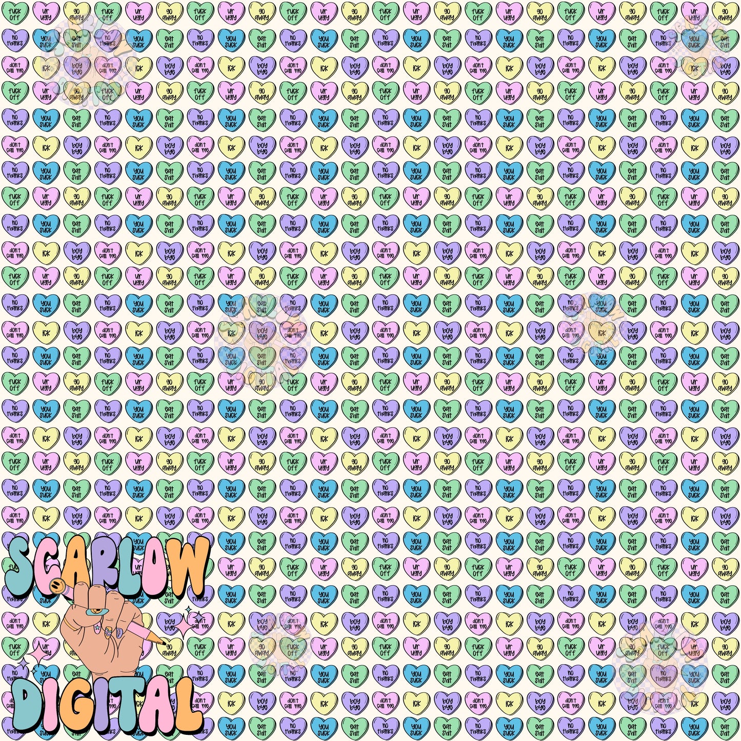 Mean Hearts Seamless Pattern Digital Design