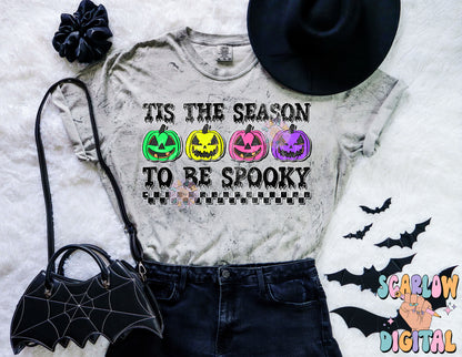 Tis The Season To Be Spooky PNG Digital Design Download, Halloween png, jack o lanterns png, spooky season png, fall png, neon halloween png