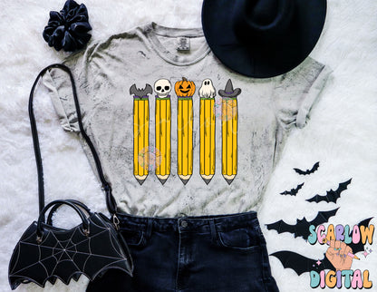 Halloween Pencils PNG-Teacher Sublimation Digital Design Download-spooky teacher png, halloween teacher gift png, fall png, pumpkin png