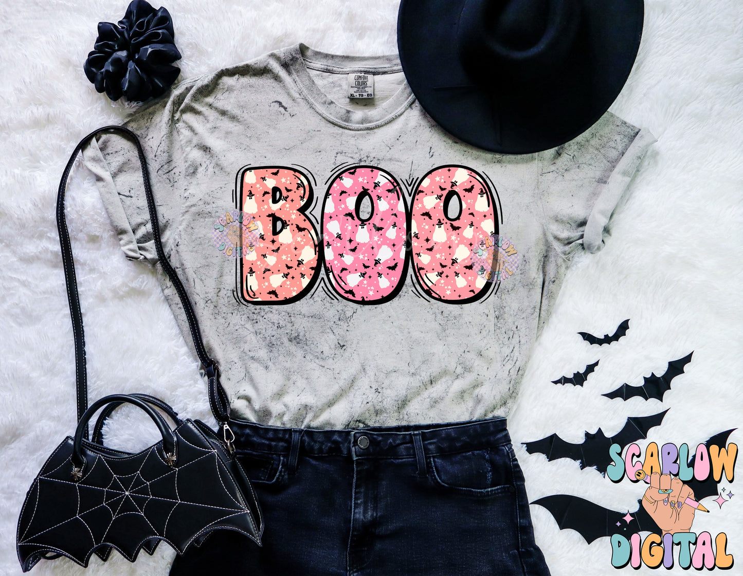 Boo Halloween PNG Digital Design Download Bundle, spooky season png, ghosts png, kids halloween png, fall png, trendy shirt design, bats png