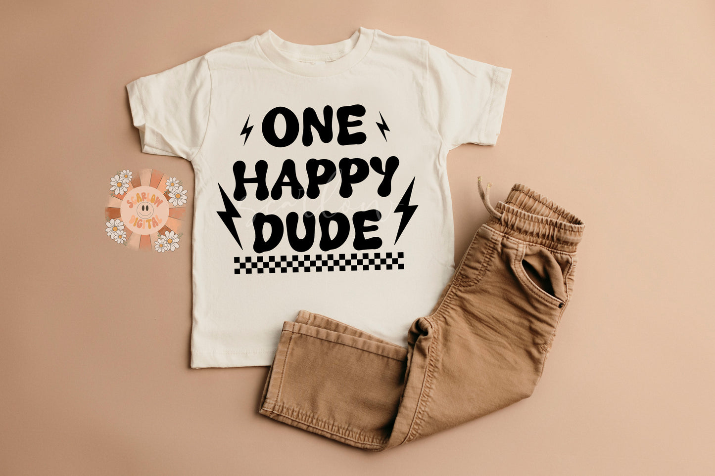 One Happy Dude SVG-Retro Cricut Cut File Digital Design Download-checkered svg, svg for boys, little boy svg, mommy & me svg, retro boy svg