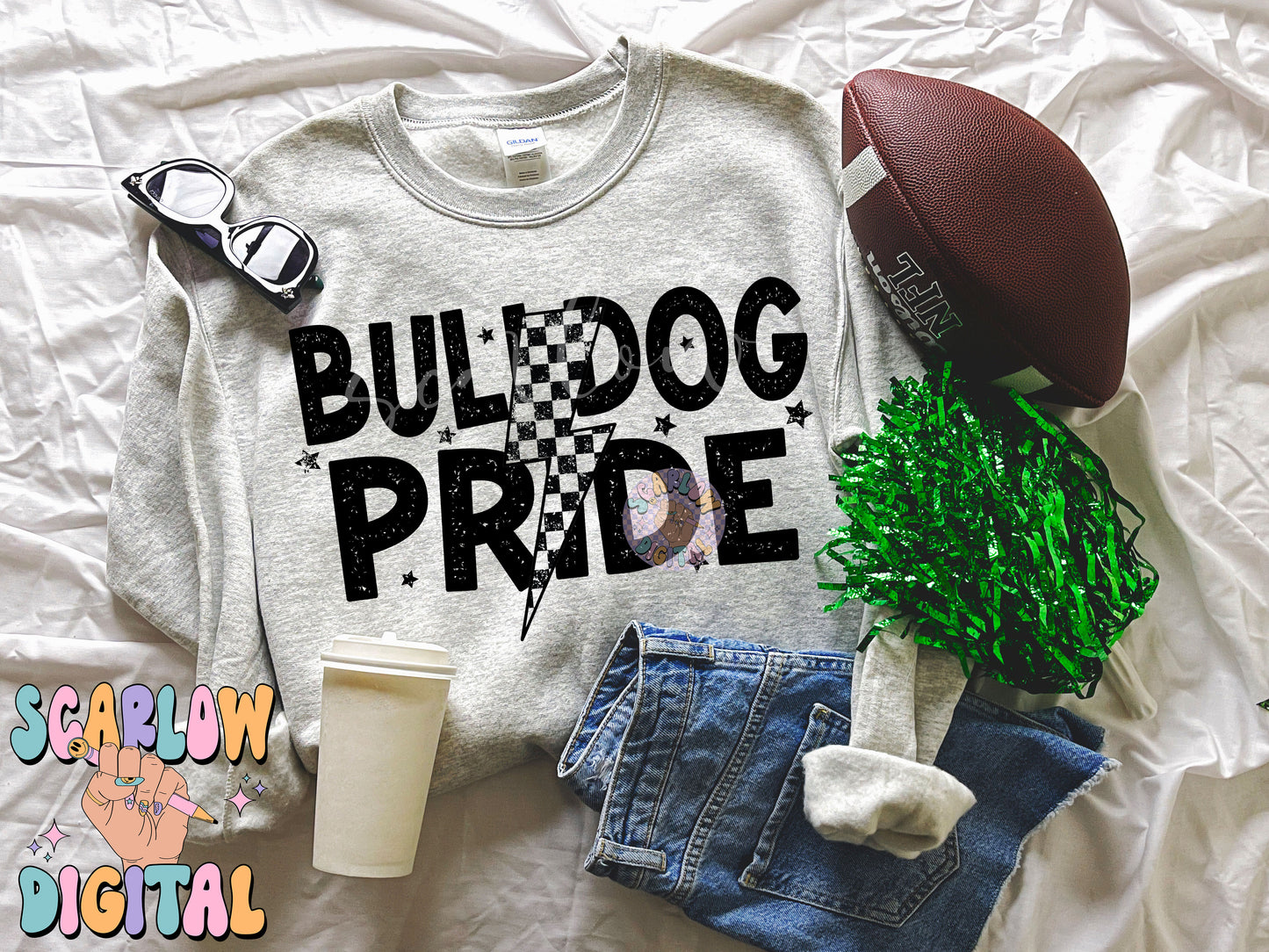 Bulldog Pride PNG Digital Design Download, go bulldog png, retro mascot png, school spirit png, team spirit png, school png, team name png