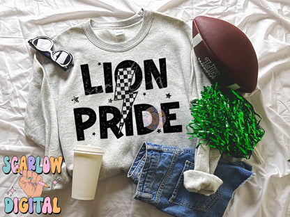 Lion Pride PNG Digital Design Download, go Lions png, retro mascot png, school spirit png, team spirit png, school designs, team names png