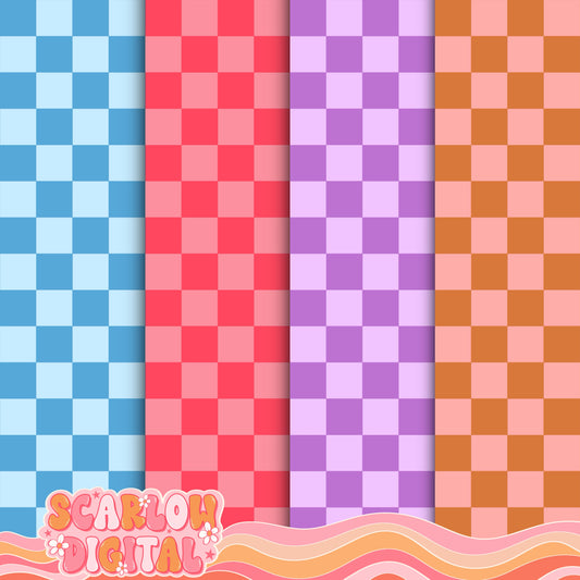 Checkered Seamless Pattern Bundle Digital Design