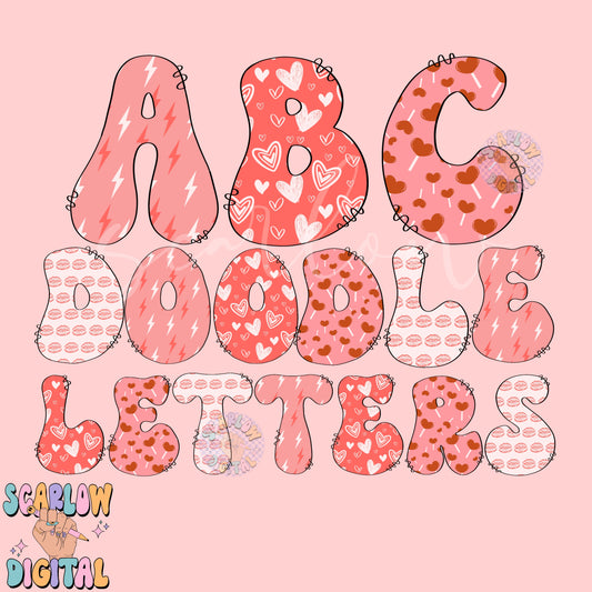 WEBSITE EXCLUSIVE: Valentine's Day Doodle Letters Digital Design Download, create-your-own design png, girl designs, personalized girl png, hearts png, valentine's designs