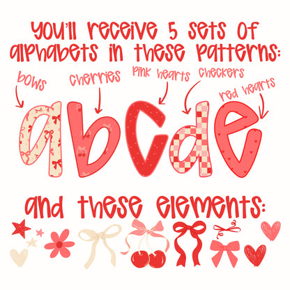 Valentine's Day Alphabet Set Digital Design