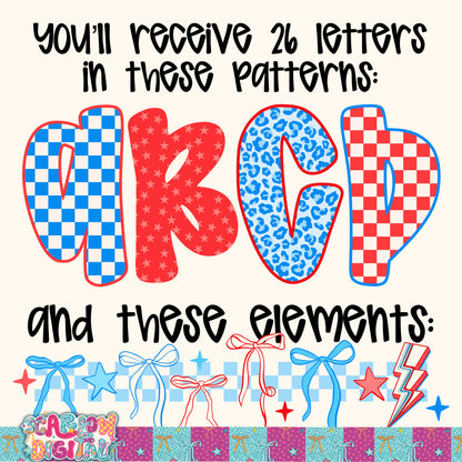 Patriotic Alphabet Set Digital Design