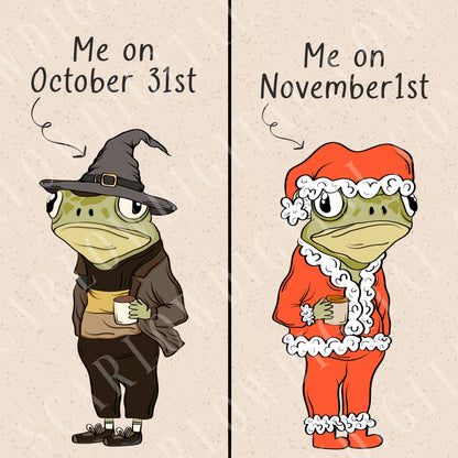 Me on October 31st vs. November 1st Social Media Post Digital Design Download