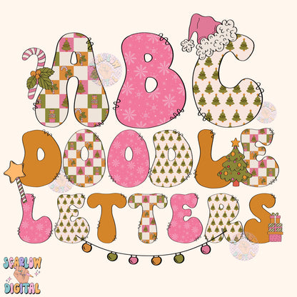 WEBSITE EXCLUSIVE: Christmas Alphabet Doodle Letters Digital Design Download, create-your-own design png, christmas designs, personalized christmas png