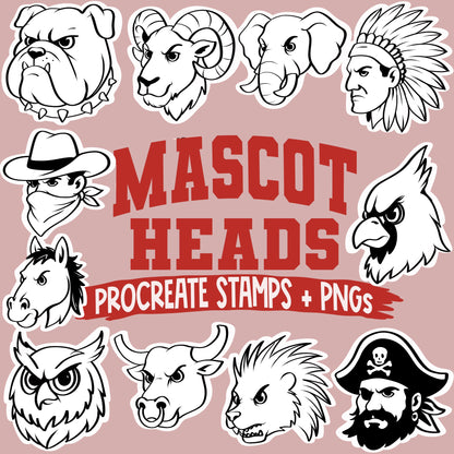 Mascot Heads Procreate Stamps + PNGs