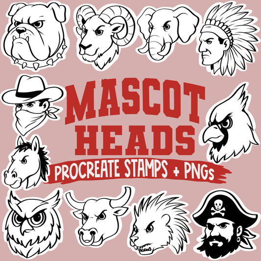 Mascot Heads Procreate Stamps + PNGs