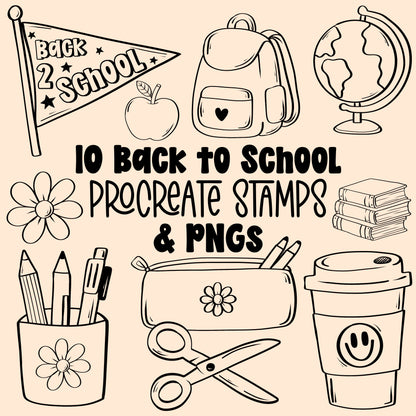 Back to School Procreate Stamps + PNGs