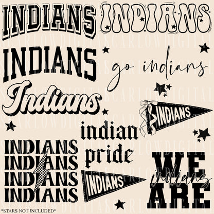 Indians PNG Bundle in BLACK - NO GRUNGE