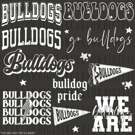 Bulldogs PNG Bundle in WHITE - NO GRUNGE