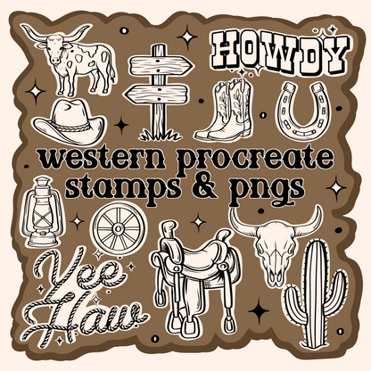 Western Procreate Stamps and PNGs