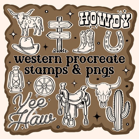 Western Procreate Stamps and PNGs