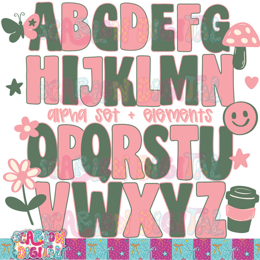 Pink Green Alpha Set Digital Design