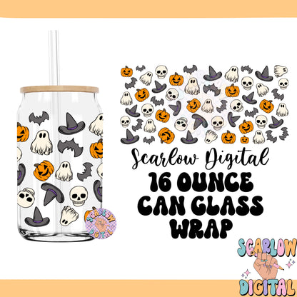 Halloween Cup Wrap PNG Digital Design Download, ghost cup wrap png, witch hat can glass wrap png, spooky season wrap png, bats cup wrap png