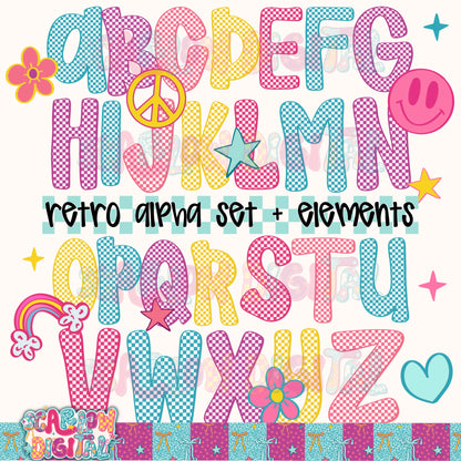Checkered Alphabet Set Digital Design
