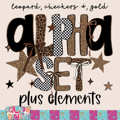 Leopard, Checkers, and Gold Alpha Set