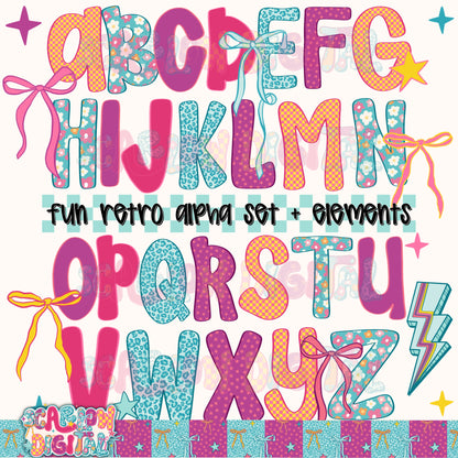 Retro Alphabet Set Digital Design