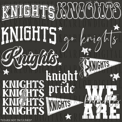 Knights PNG Bundle in WHITE - NO GRUNGE