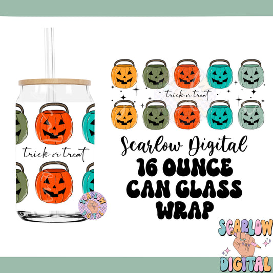 Pumpkin Buckets Can Glass Wrap PNG-Halloween Digital Design Download-16 ounce can glass wrap, halloween png, fall can glass png wrap file