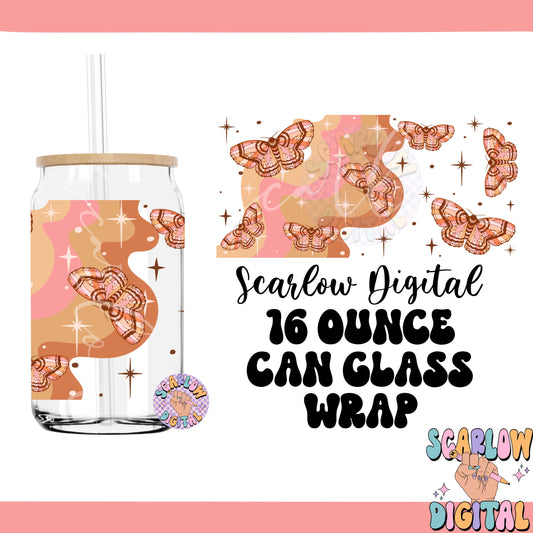 Butterfly Can Glass Wrap PNG-Boho Digital Design Download-girly can glass wrap, moth cup wrap png, girl png designs, retro can glass wraps
