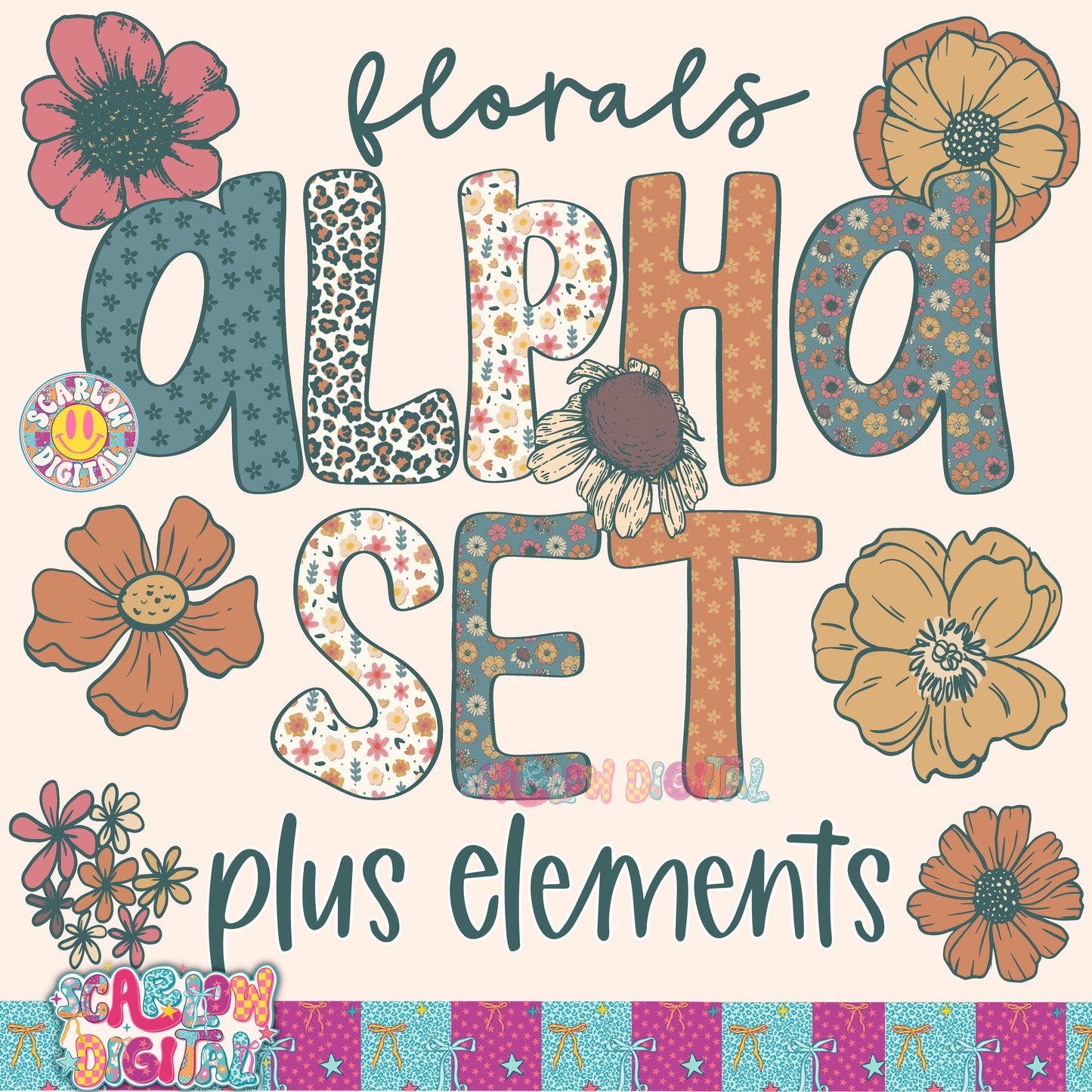 Exclusive Design Bundle - Includes 27 PNG Designs, 5 Alphas + Elements, and 9 Seamless Patterns