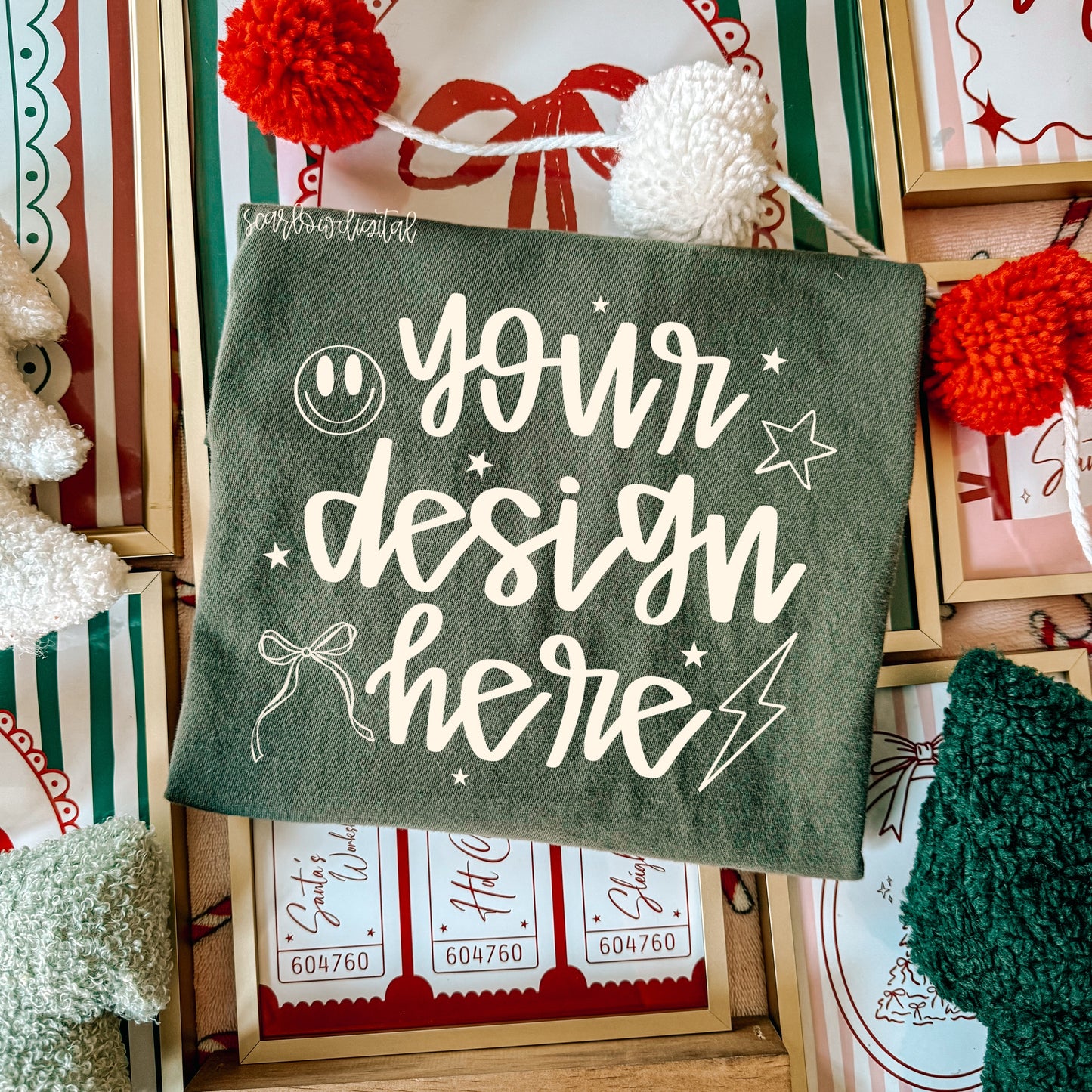 Sage Comfort Colors Christmas Mockup