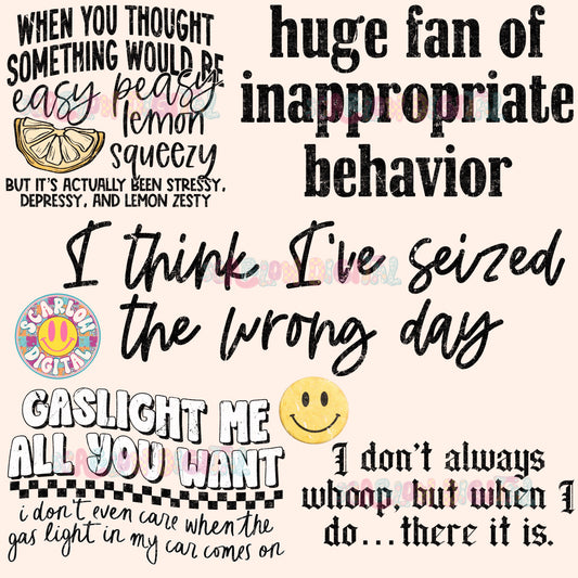 Snarky + Funny Mini Bundle PNG Digital Designs