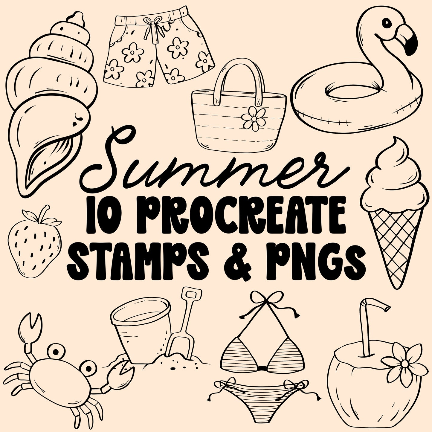Summer Procreate Stamps & PNGs