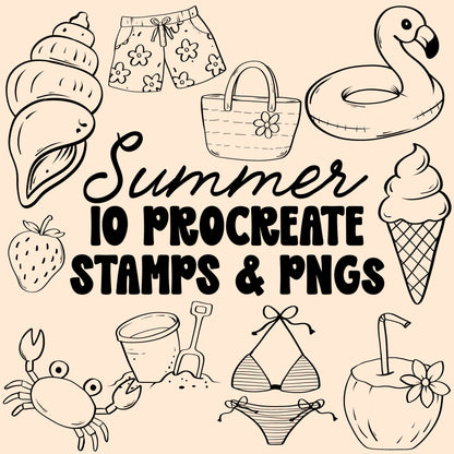Summer Procreate Stamps & PNGs