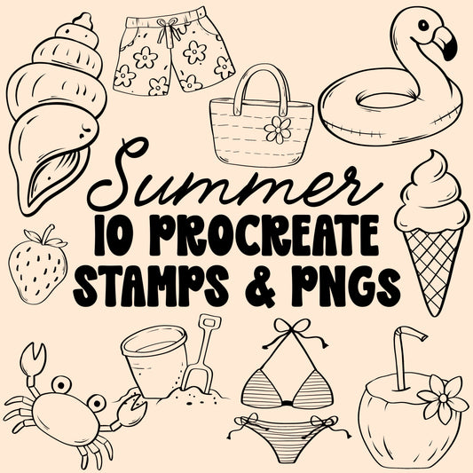 Summer Procreate Stamps & PNGs