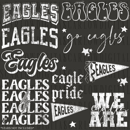 Eagles PNG Bundle in WHITE WITH GRUNGE