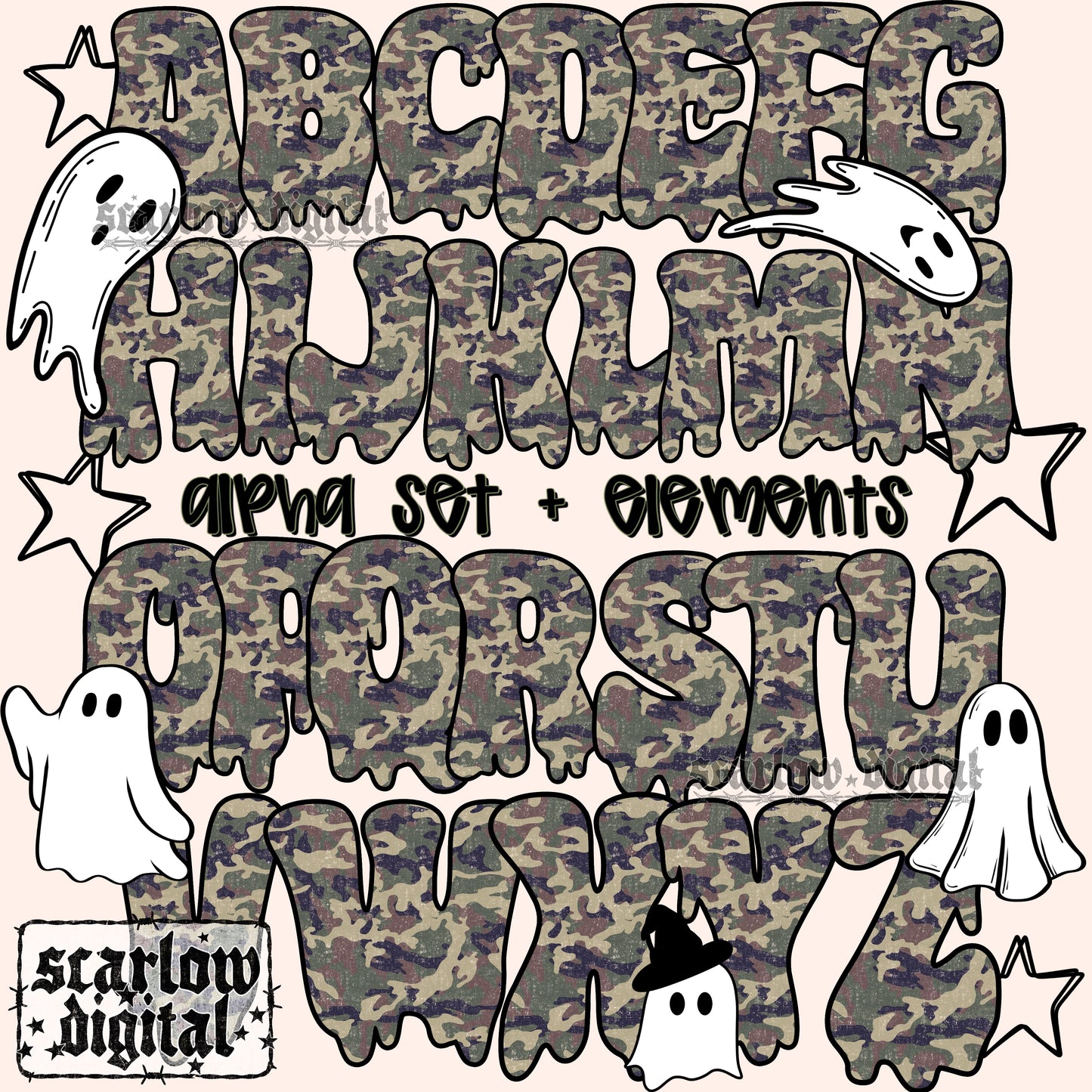 Camo Halloween Alpha Set Digital Design
